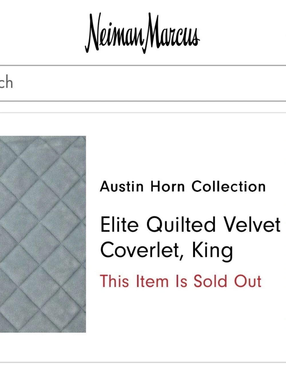 Neiman Marcus King Aqua Blue Velvet Diamond Quilted Coverlet